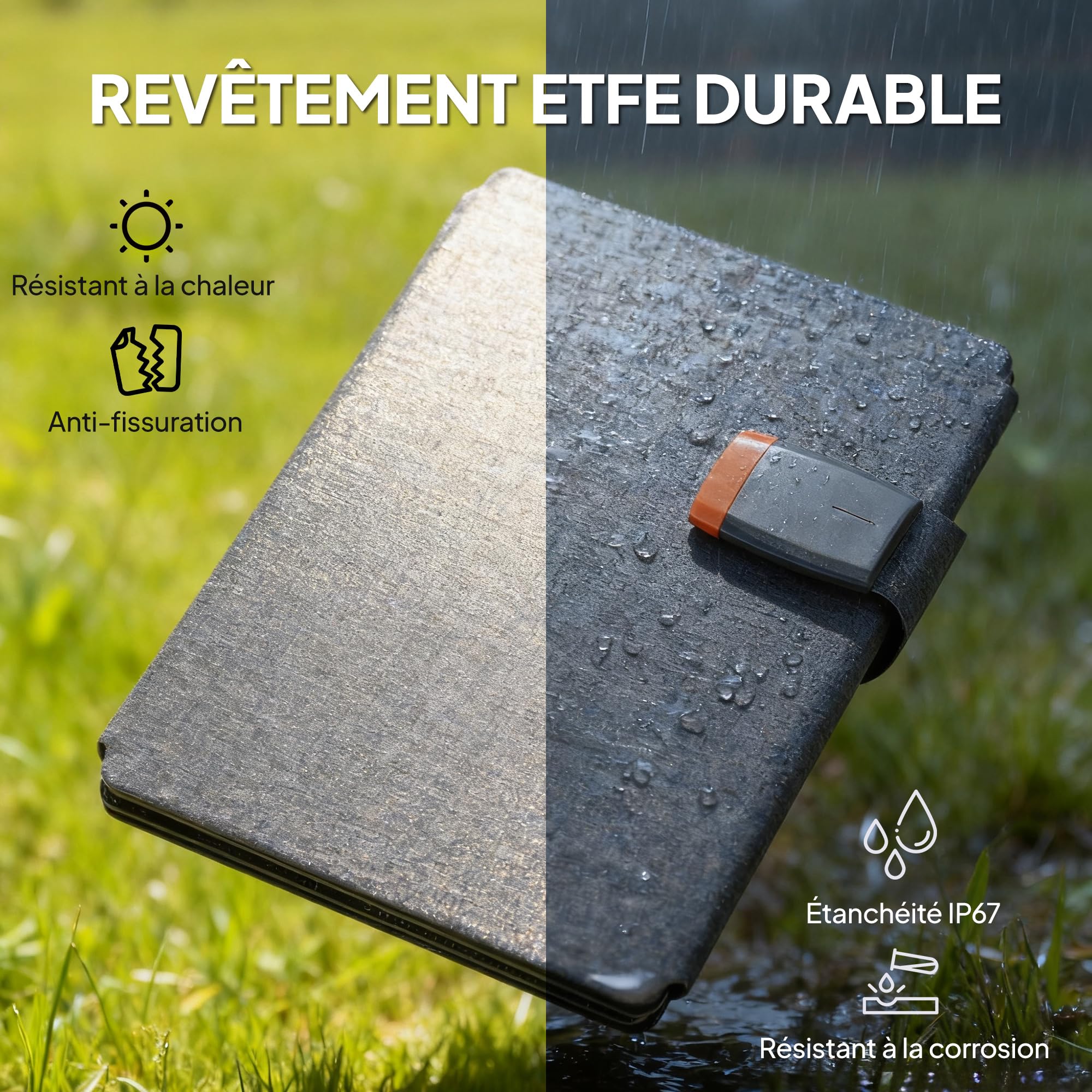 HOMCOM Chargeur Solaire Pliable 36W Panneau Solaire Portable avec Ports Type-C et USB-a imperméable IP67 pour téléphone, activités en Plein air, Camping, randonnée, Gris