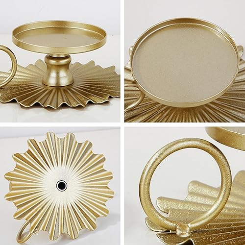 Miniatura 4 de Portavelas de pilar, 2 portavelas de hierro dorado, soportes para velas de 2.4 pulgadas, decoración para mesa de cena formal, centro de mesa, boda,