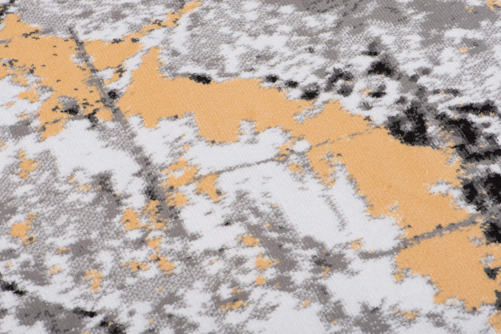 TAPISO Maya Teppich Kurzflor Gelb Grau Creme Meliert Streifen 120 x 170 cm | Modern Splash Design Verwischt Wohnzimmer Schlafzimmer oeko-tex