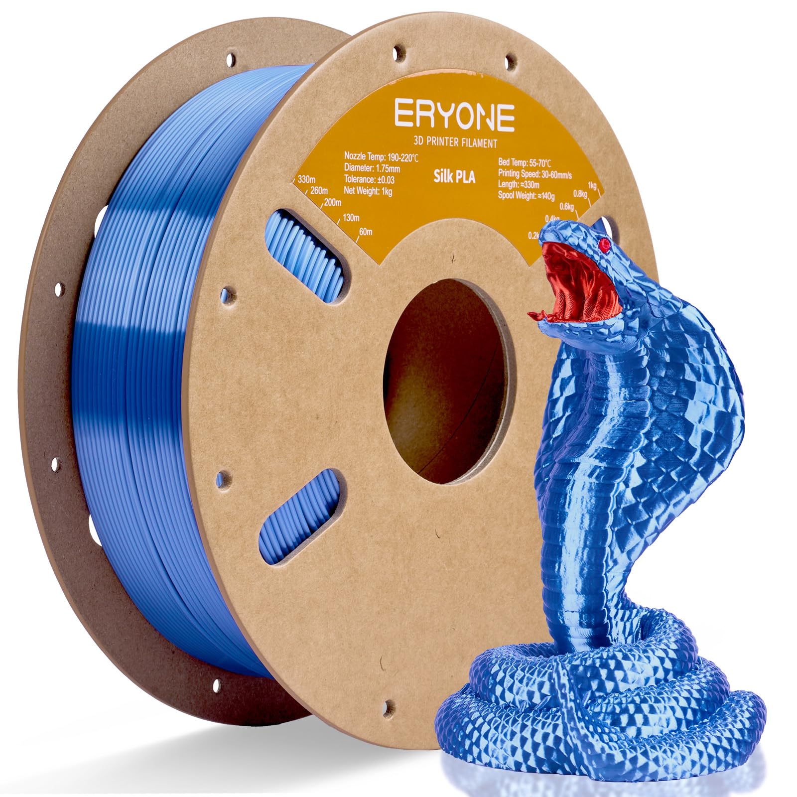ERYONE Silk PLA Filament for 3D Printer 1.75mm +/- 0.03mm, Shiny Filament 1kg (2.1lbs)/Spool, Sky Blue