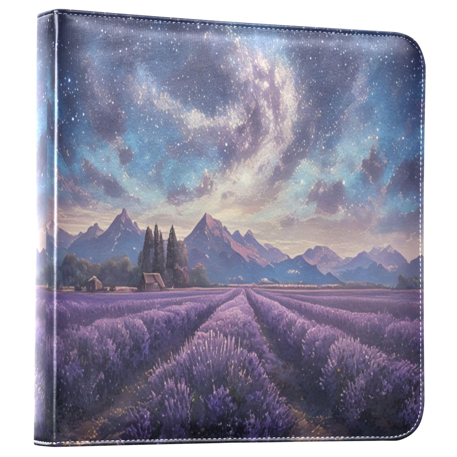 Kigai Oil Painting Lavender Photo Album Self Adhesive Scrapbook Album Leather Cover DIY Picture Scrap Book with 20 Adhesive Sheets, 11.8x24x0.8 inch