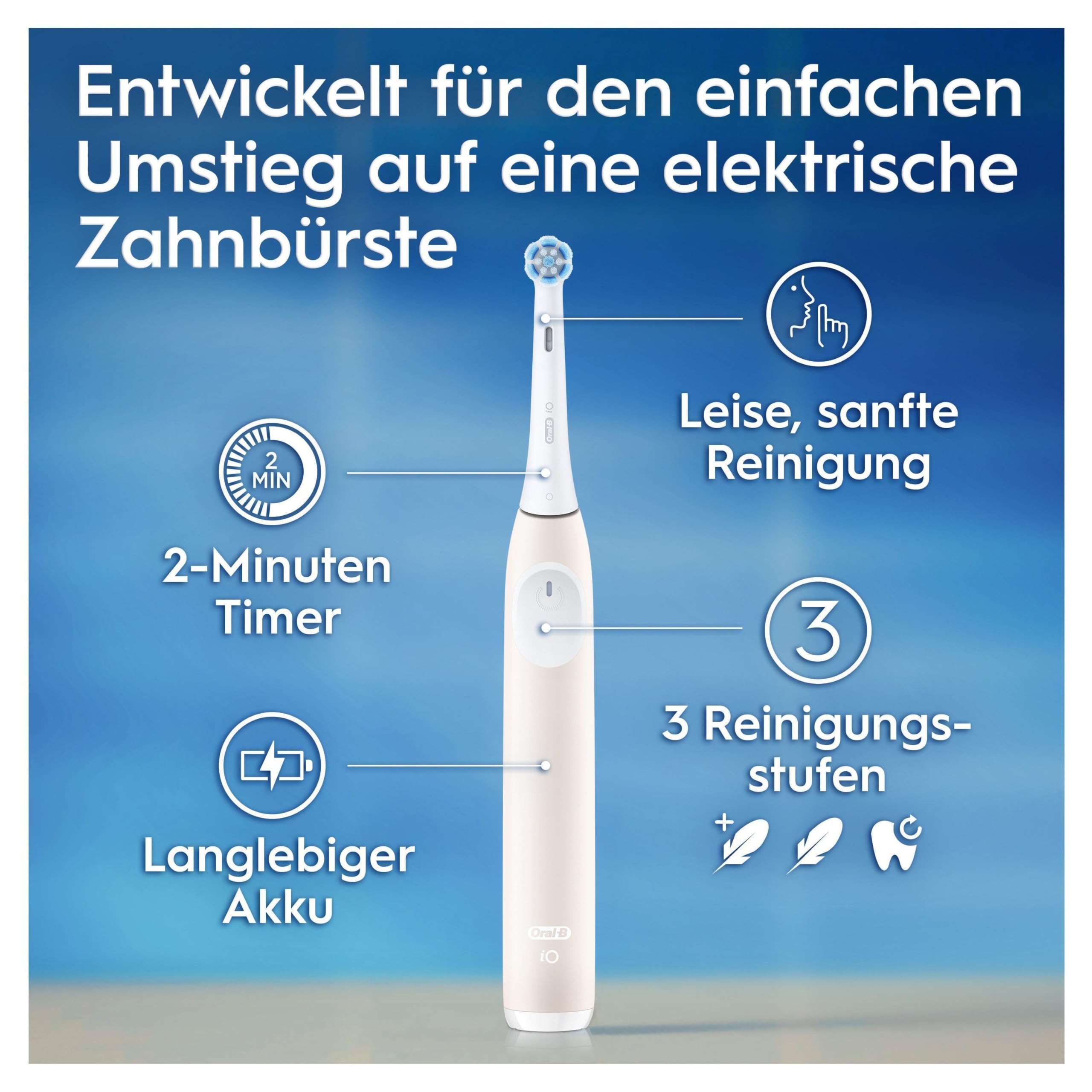 Oral-B iO Series 2 Elektrische Zahnbürste/Electric Toothbrush, 1 Aufsteckbürste, 3 Putzmodi für Zahnpflege, Magnet-Technologie, Designed by Braun, Calm Pink