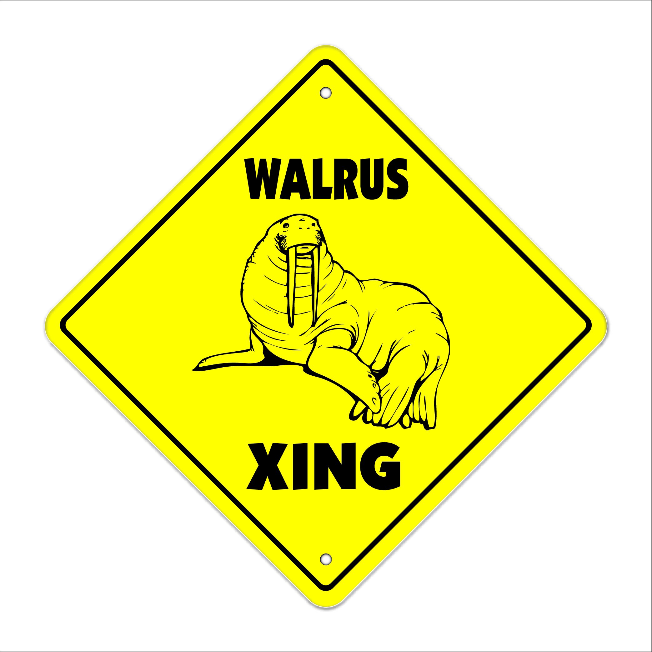 Walrus Crossing Sign Zone Xing | Indoor/Outdoor | 12" Tall Plastic Sign animal sealife marine mammal