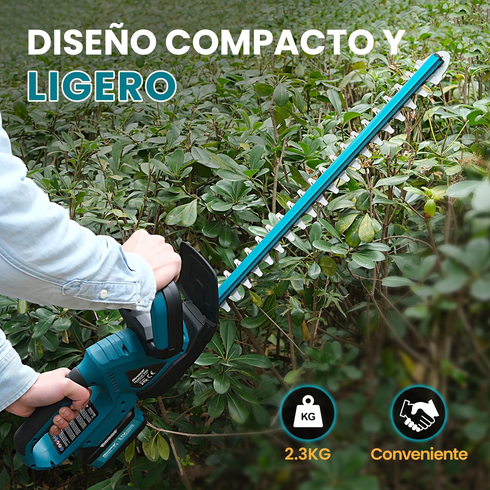 Cortasetos Bateria con 2X 4000mAh Baterías y Cargador, Motor Brushless 600W 28500rpm Cortasetos Electrico, Hoja 52cm, Corta Setos para Jardin y Arbustos