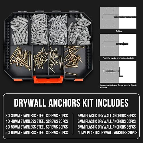 Miniatura 3 de Luckyway - Juego de 400 puntas de destornilladorjuego de brocas de plástico para pared de yeso