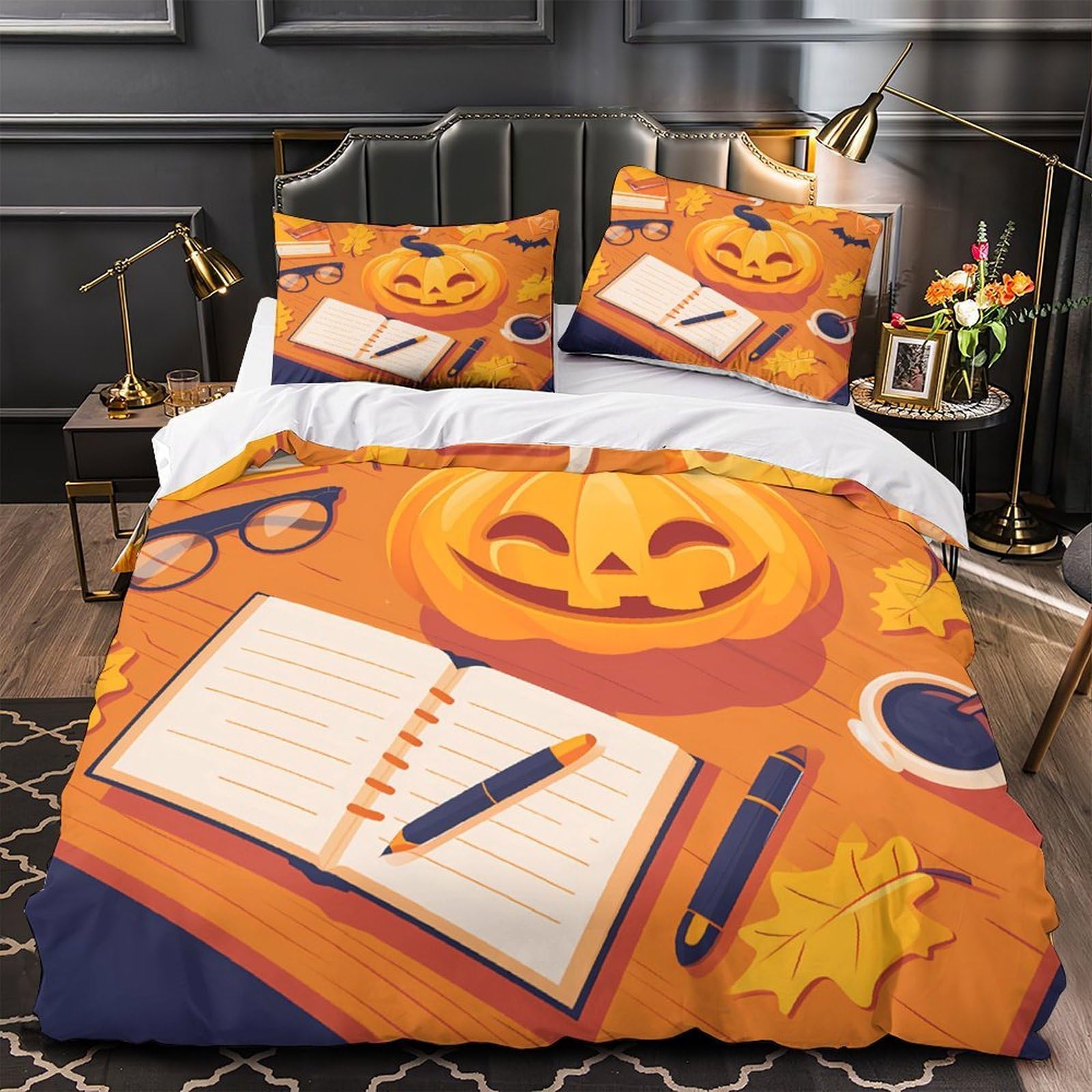 Housse de couette Halloween hypoallergénique microfibre douce 3 pièces l Entretien facile sans pli