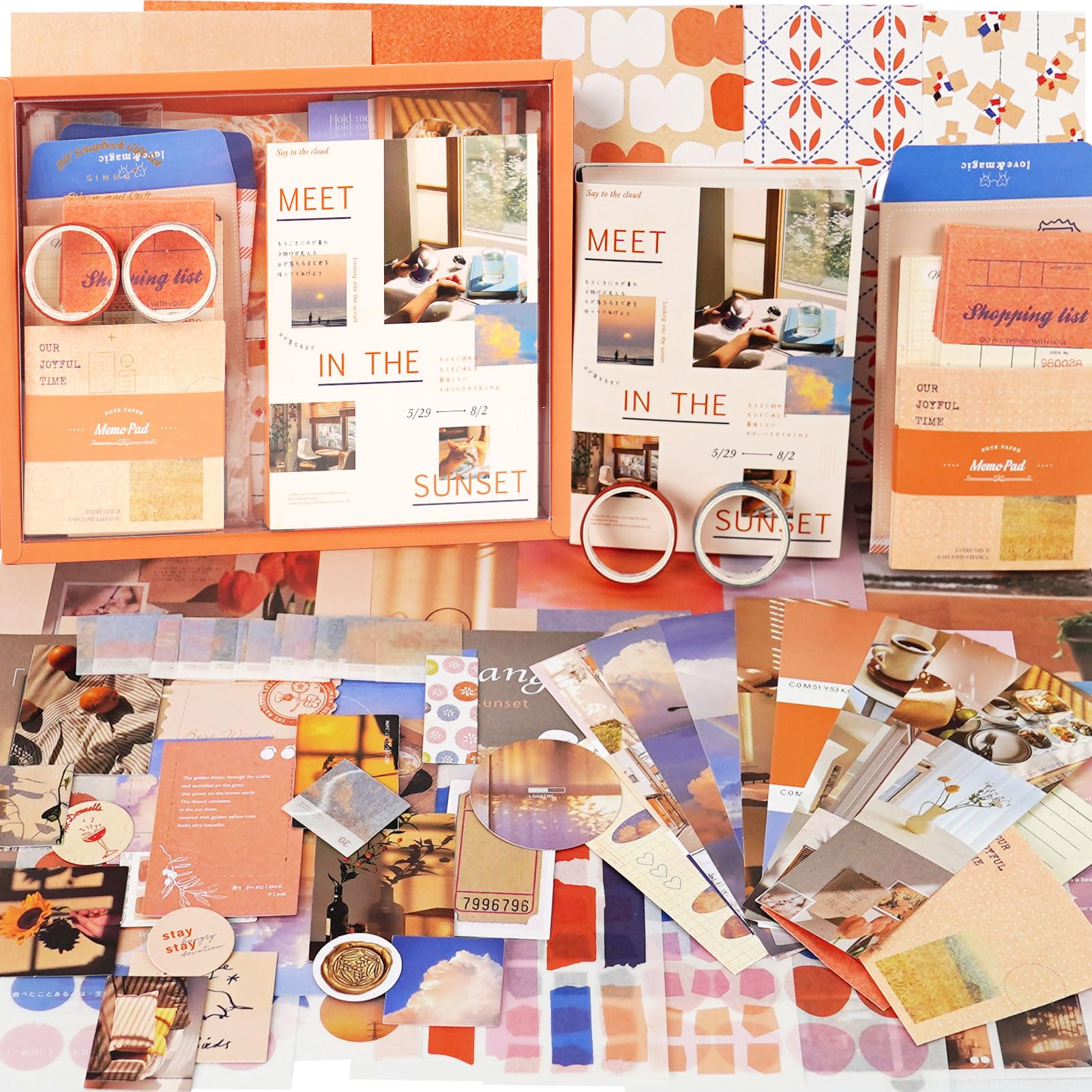 Funto Kit de scrapbooking (155 PC), Série de courrier par courrier chaud et coucher de soleil, parfait pour les matériaux de scrapbooking à puces, Planner DIY Arts Collage Collage Funto Kit de scrapbooking (155 PC), Série de courrier par courrier chaud et coucher de soleil, parfait pour les matériaux de scrapbooking à puces, Planner DIY Arts Collage Collage