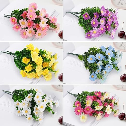 Miniatura 2 de 12 paquetes de flores artificiales falsas para decoración al aire libre tela de plástico sintético resistente a los rayos UV arbustos plantas flores