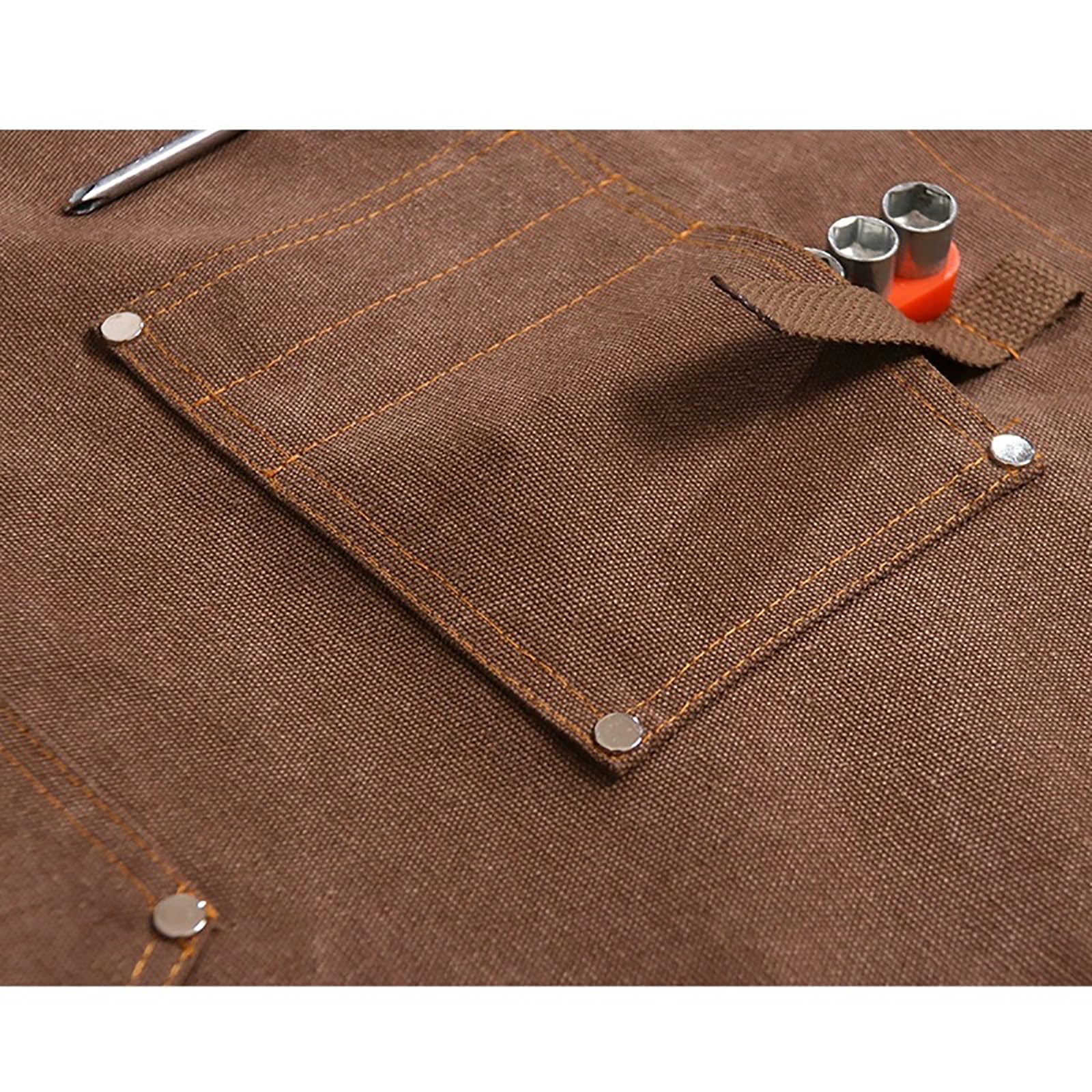 Leinwand Schürzen Mit Tasche Werkzeug Werkstatt DIY Zuhause/Garten Taille/Hals Einstellbar Riemen Arbeitsschürzen Männer, FrauenGrey,One Size