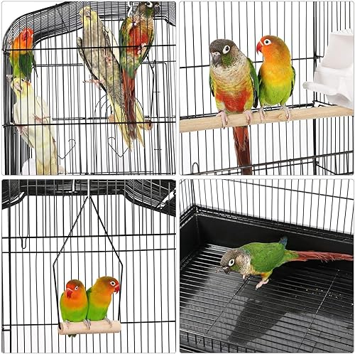 Miniatura 4 de YAHEETECH - Jaula para aves y pájaros, tamaño mediano con parte superior abierta, 41 pulgadas, jaula para periquitos, pinzones, canarios, loros