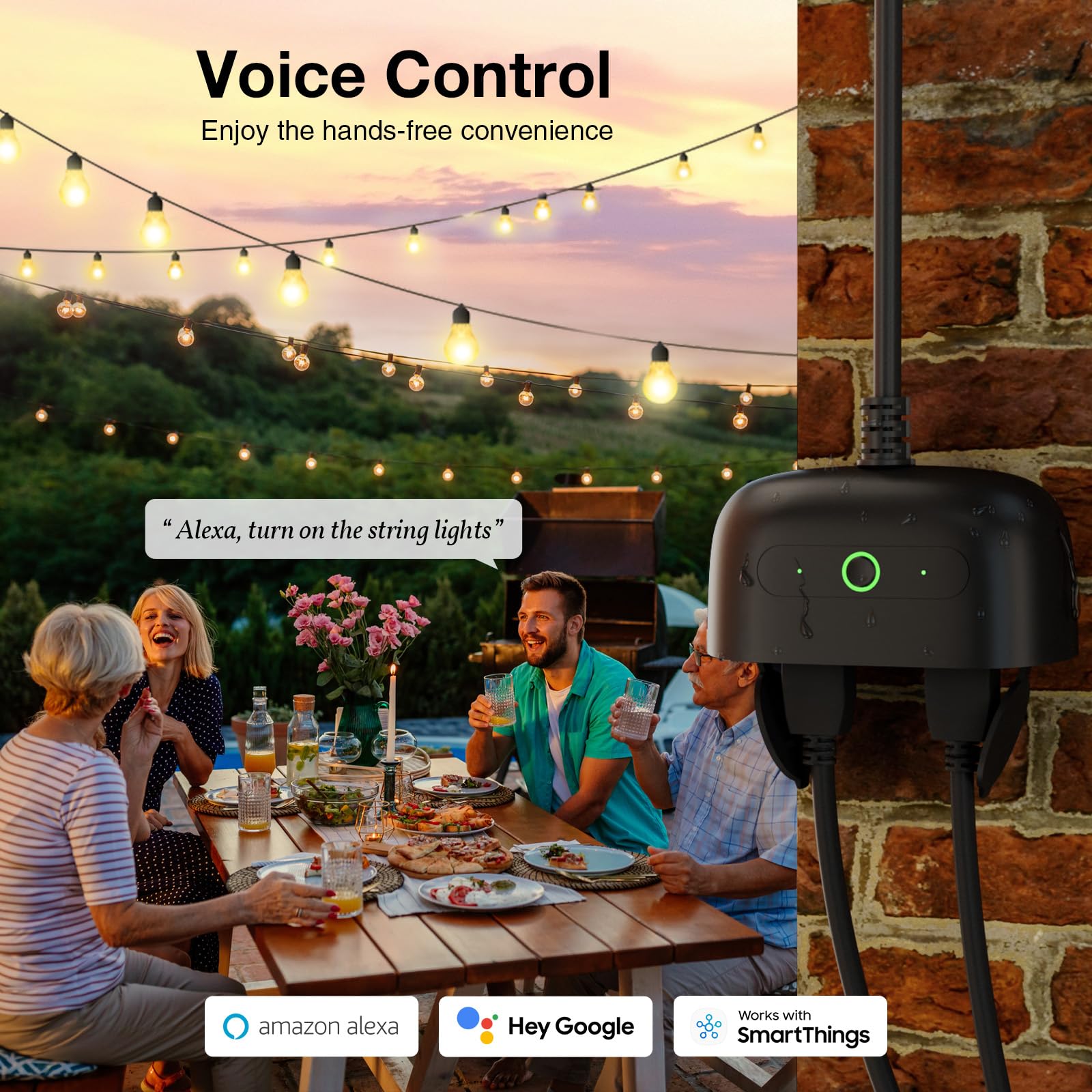 UCOMEN Presa Wi-Fi per esterni, certificata TÜV, presa esterna Wi-Fi, Smart Life compatibile con Tuya, Alexa e Google Home, APP Smart Life - 1 confezione