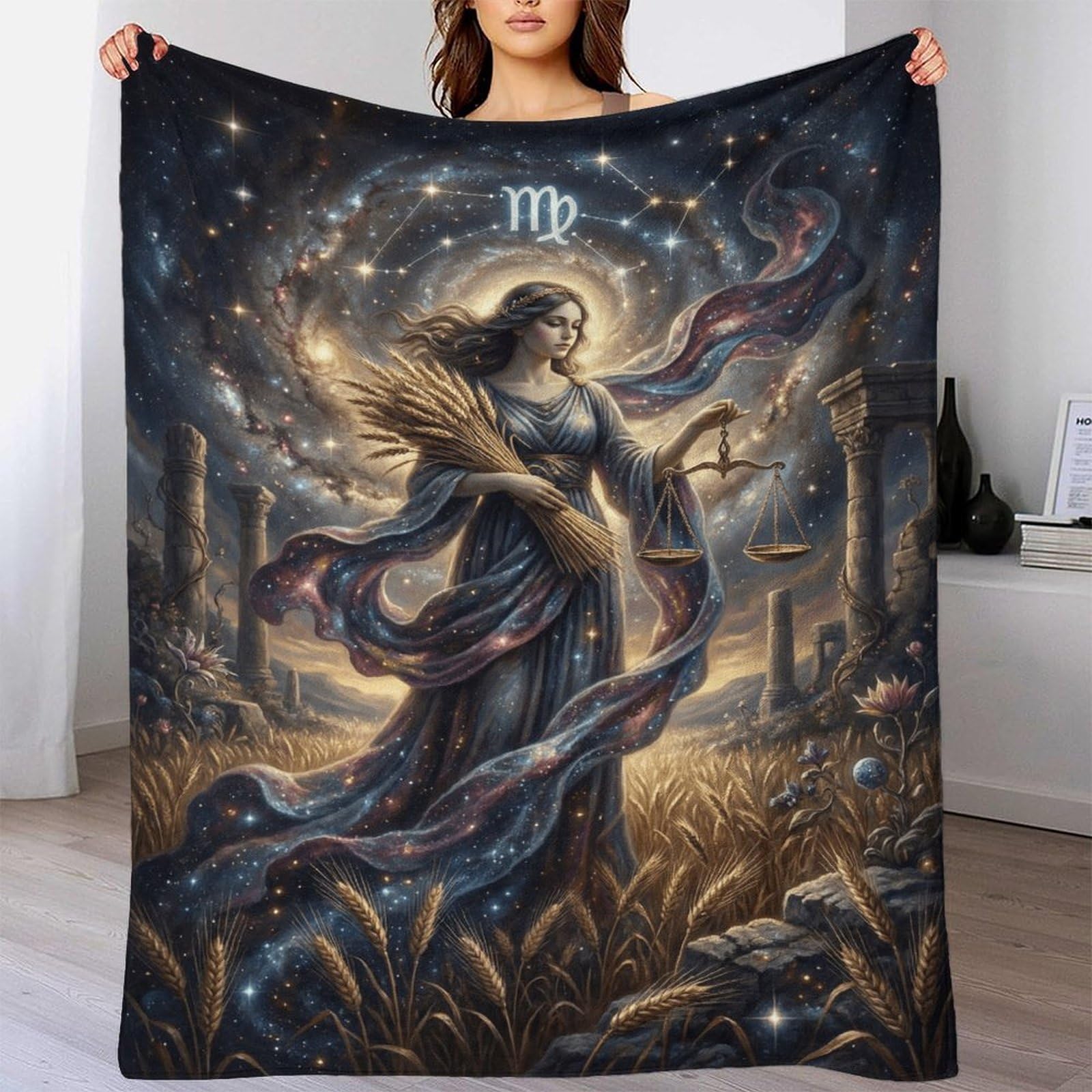 H3B8U2Y5 Virgo Zodiac for for Flannel Throw Blanket, Sofa Reading Use