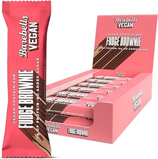 Barebells - Barritas Proteína Vegana - 15g Protein x Bar - Baja en azúcar - Baja en Calorías - Sin Aceite de Palma - Vegan Fudge Brownie (12 Barritas