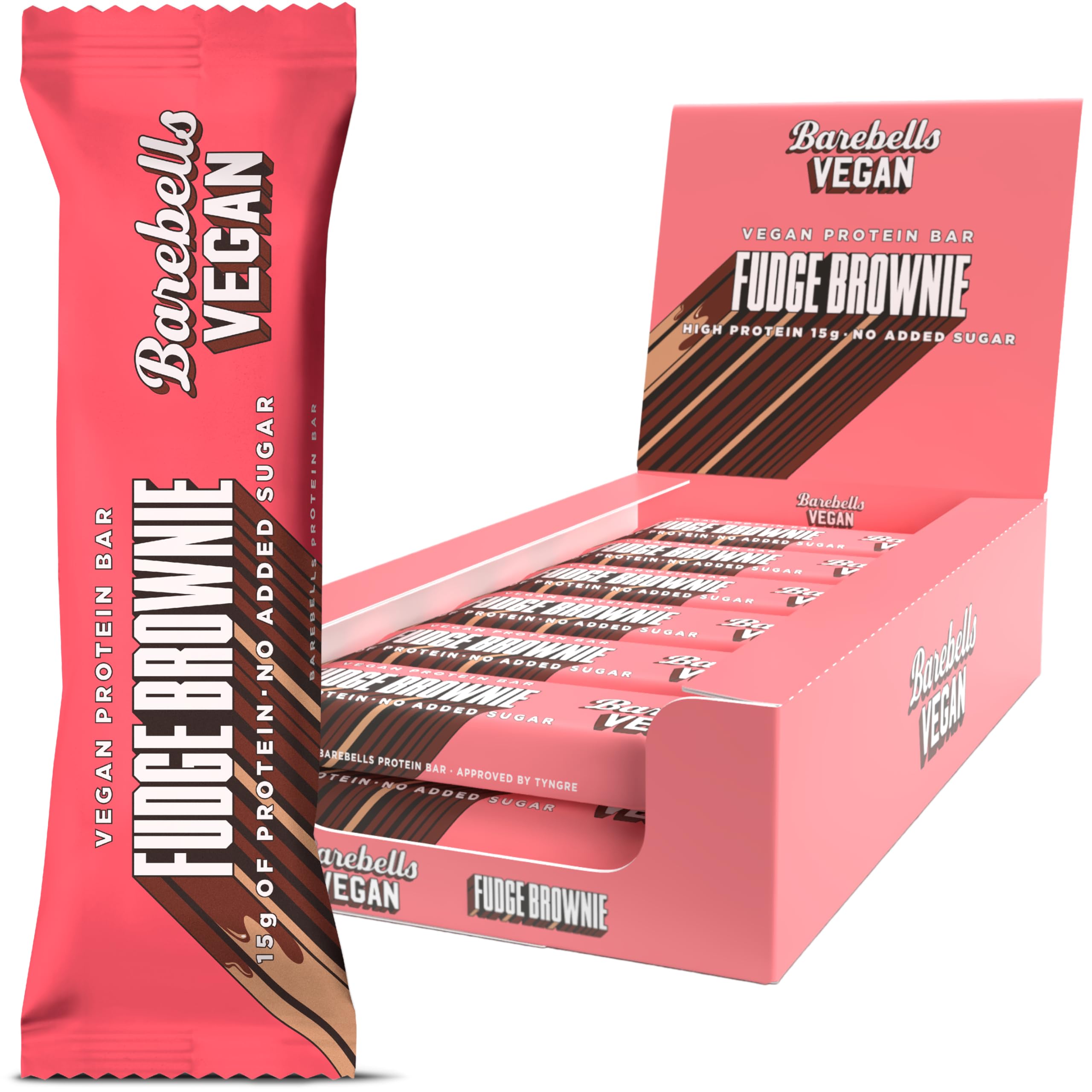 Barebells - Barritas Proteína Vegana - 15g Protein x Bar - Baja en azúcar - Baja en Calorías - Sin Aceite de Palma - Vegan Fudge Brownie (12 Barritas x 55g)