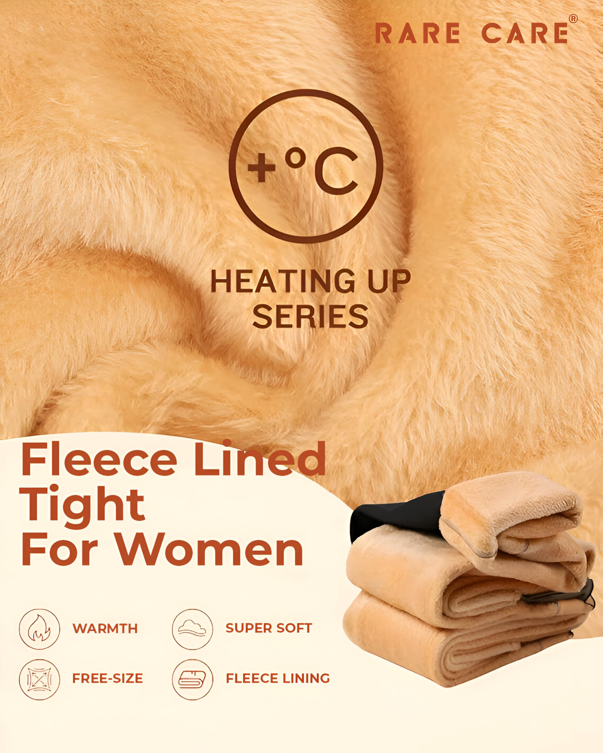 RARECARE Stockings for Girls | Winter Warm Thermal Dual Tone Fleece | Thermal Wear for Women Set | Waist Size : 26 to 34 | Stretchable | Upto 0 DEGRE Celsius | 1 Year Warranty of Fabric | Black - Image 6 thumbnail