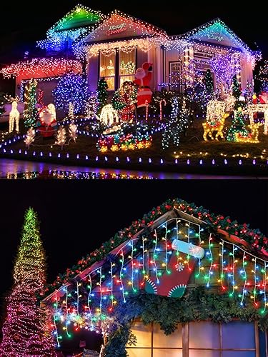 Miniatura 6 de Luces de carámbano de 32.8 pies, Navidad al aire libre con 400 LED 75 gotas, luces de alero impermeables IP65, 8 modos, para decoración de aleros de