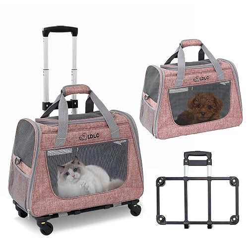 PETCUTE Transportín Plegable para Mascotas,Transportín Perro Pequeño con Ruedas