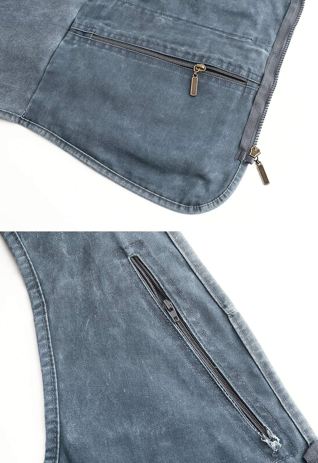 Size M Men's Denim Vest Outdoor Casual Multi Pocket Sleeveless Jacket Jean Work Travel Utility Vest