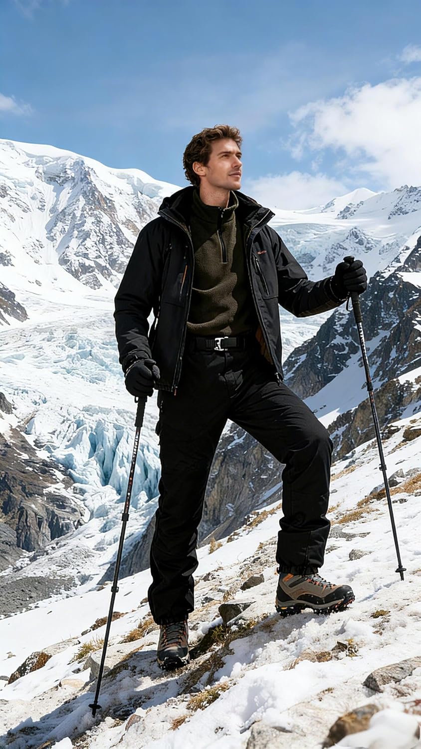 Tactical Pants for Men Thermal Waterproof Snow Ski Hiking Pants Warm Winter Windproof Cargo pants with Side Zipper - Image 3