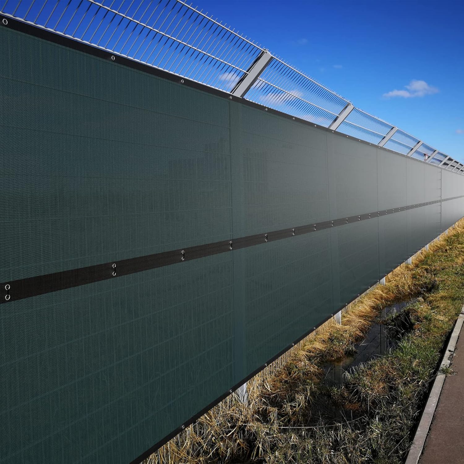 SPORTYOUTH 3ft x 50ft Fence Privacy Screen, Heavy Duty 150 GSM Fencing Mesh Shade Cover Windscreen with Brass Grommets for Outdoor Wall Deck Garden Backyard Porch, Cable Zip Ties Include, Green