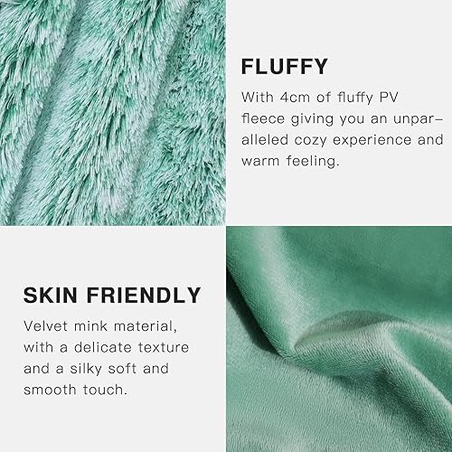 Miniatura 4 de KANKAEU Manta mullida de piel sintética para sofá, manta reversible suave y esponjosa, tamaño individual, manta decorativa de felpa, cómoda y