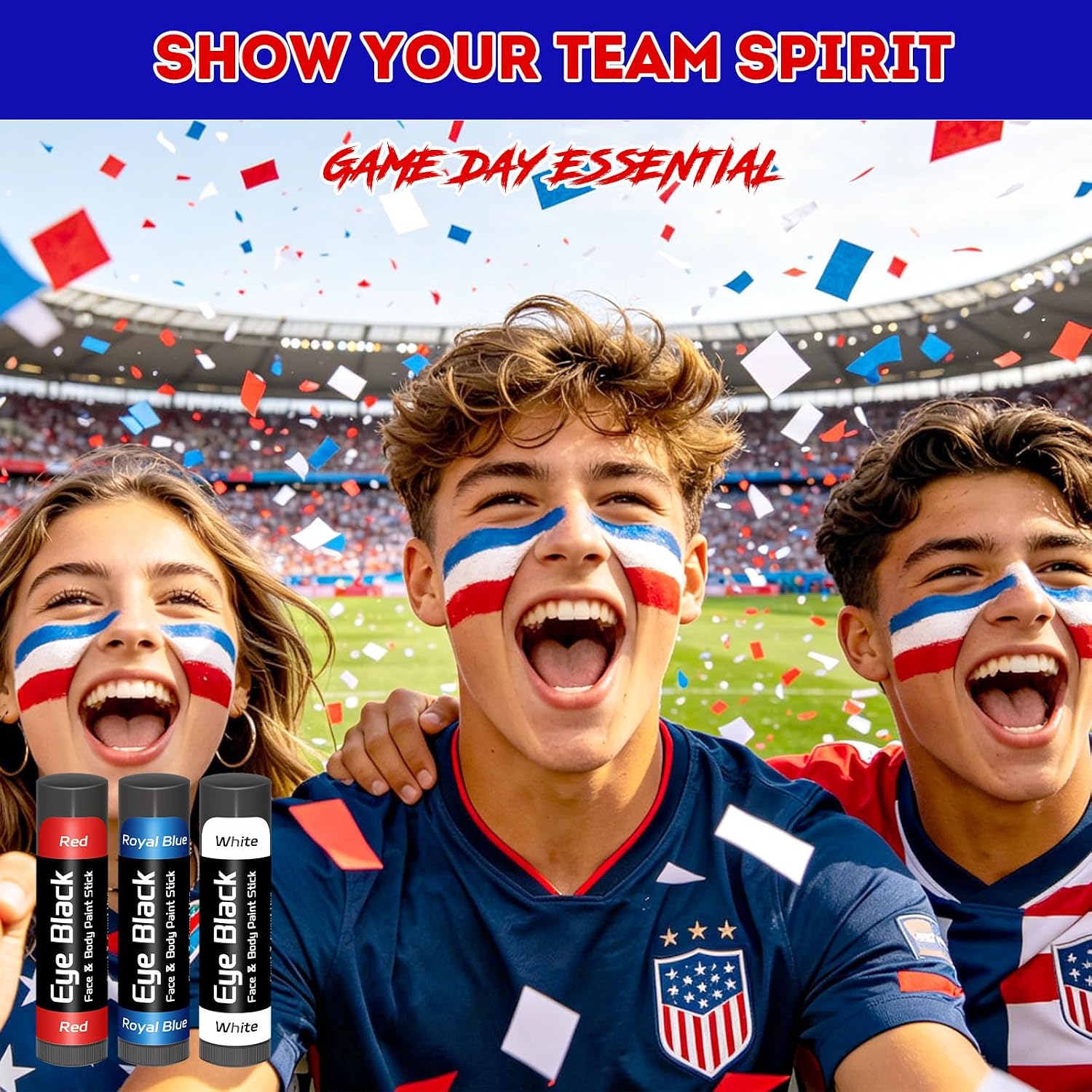 14 Pack Red White Blue Eye Black for Football, Baseball & Softball