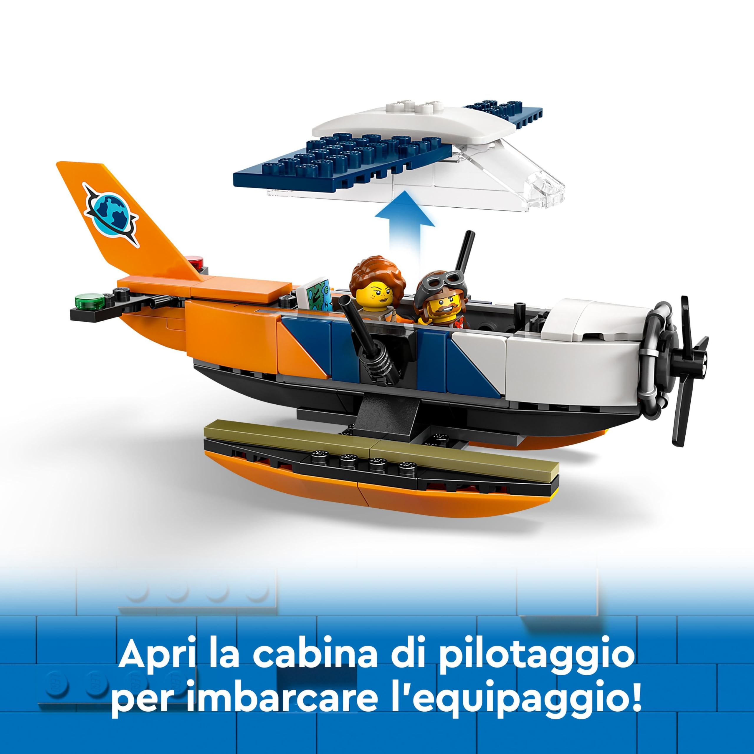 LEGO City Idrovolante dell’Esploratore della Giungla, Aereo Giocattolo da Costruire con 2 Minifigure, 3 Action Figure di Coccodrillo e una Rana, Giochi Creativi per Bambini e Bambine da 6 Anni 60425