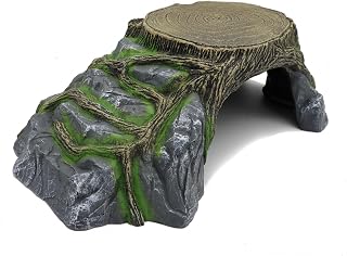 JIHAQUA Extra Large Resin Reptile Hideout Cave - Natural Habitat for Geckos, Leopards, Amphibians & Fish Tanks