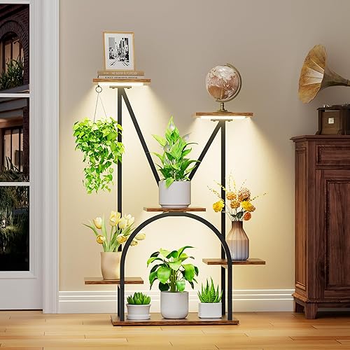 Miniatura 6 de Soporte para plantas de interior con luces de cultivo, estante de plantas de 6 niveles para interiores, soportes de esquina de 39 pulgadas para