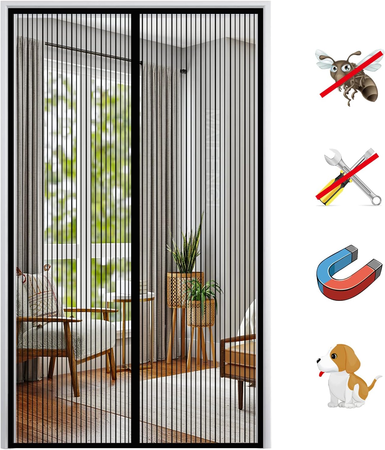 MYCARBON Fliegengitter Tür Magnet 140x240cm Insektenschutz Balkontür