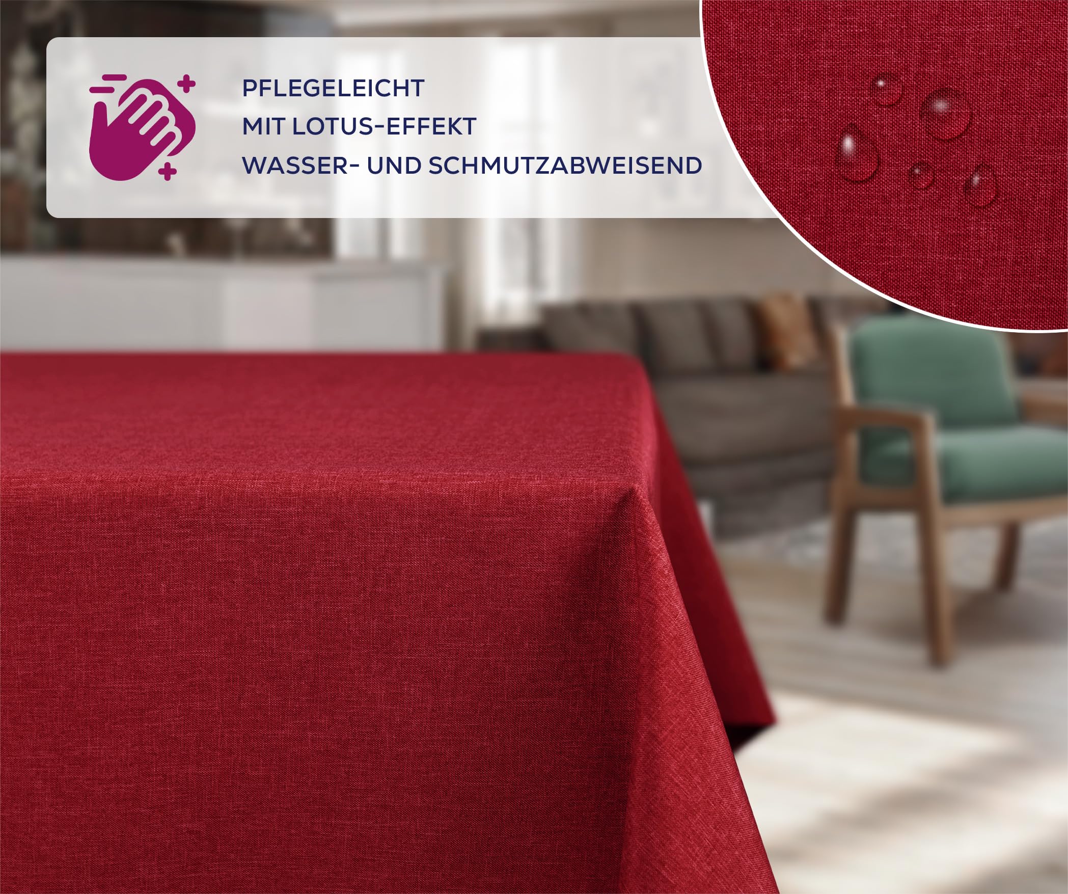 Beautex Mantel con aspecto de lino, no precisa planchado, varios tamaños, formas y colores a elegir