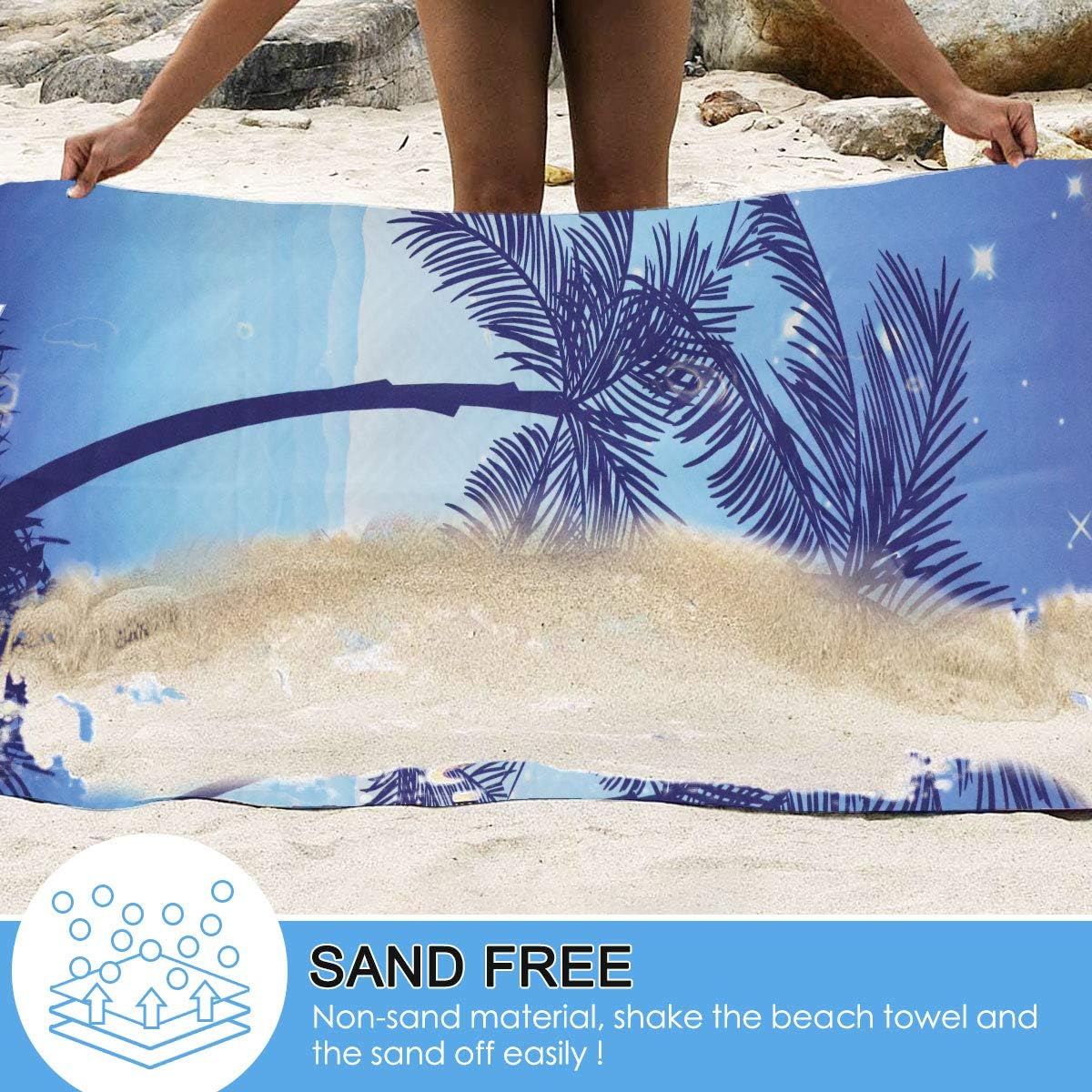 Beach Towel, Microfiber Beach Towels, Oversized, Quick Dry (73" x 35") Sand Proof, Absorbent, Compact, Beach Blanket, Lightweight Towel for The Swimming, Sports, Beach, Gym-Coconut Tree : Home & Kitchen