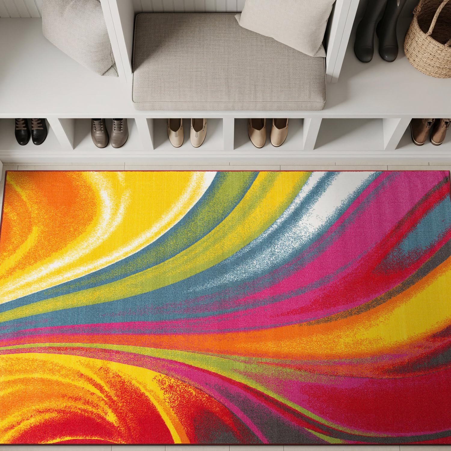 Rugshop Multi Waves Non Slip Rug, 3'3x5'