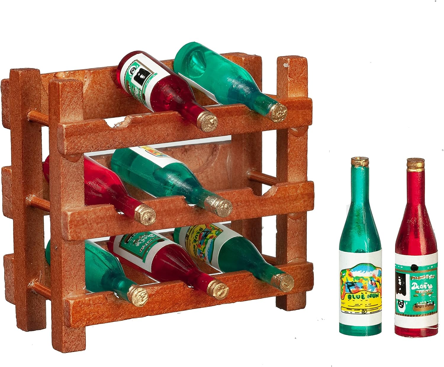Dollhouse 9 Bottle Wooden Wine Rack Miniature Bar Bistro Kitchen Accessory