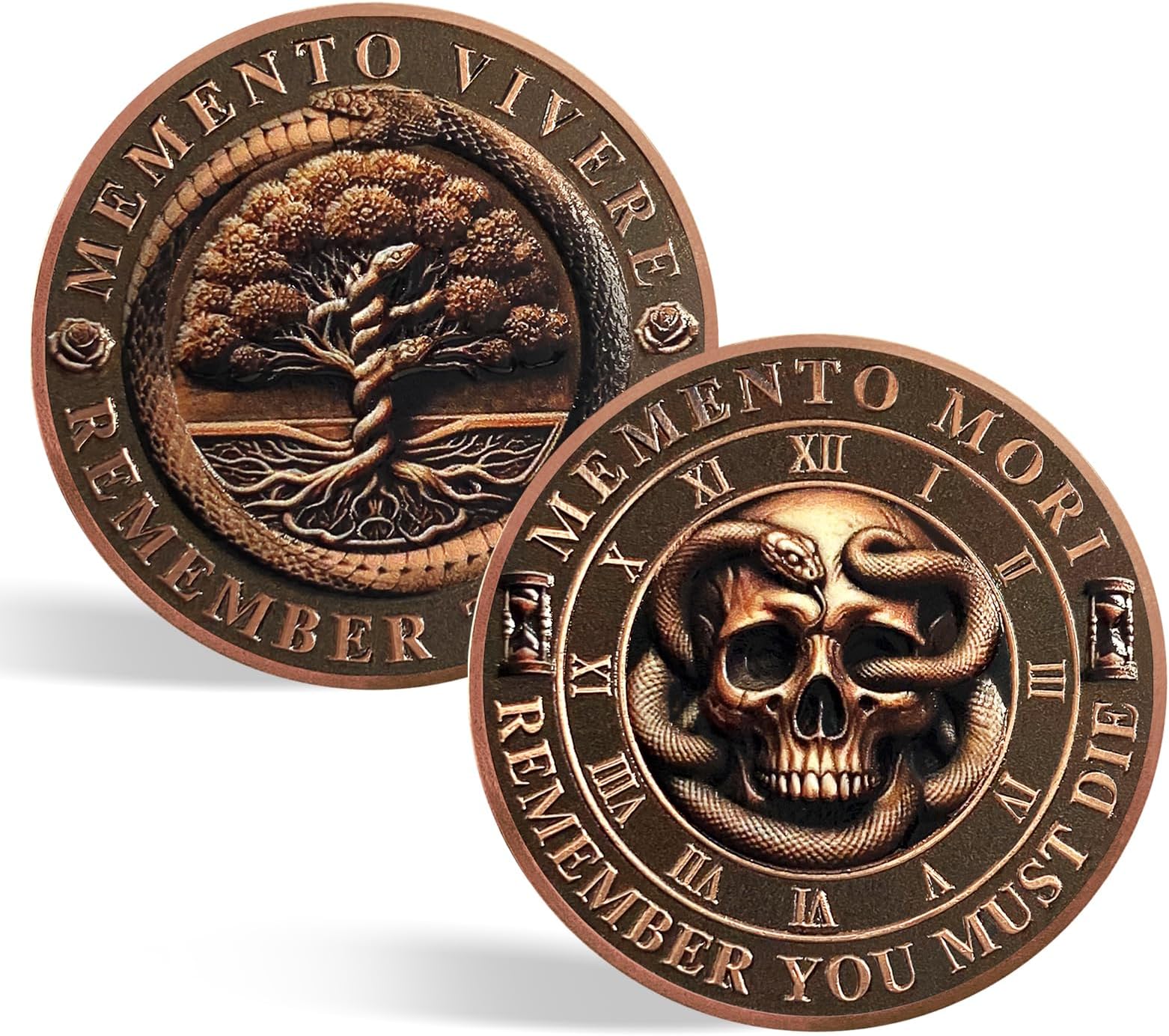 Memento Mori Münzen 10er Set | Stoizismus Erinnerungstoken | Metall Münzen Mit Schädel Motiv