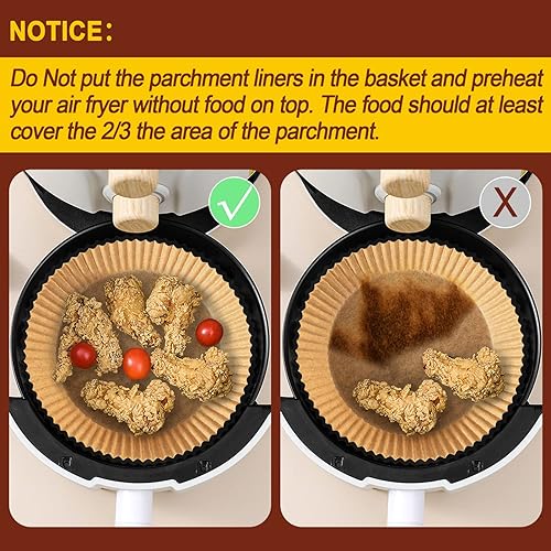 Miniatura 8 de Forro de papel desechable para freidora de aire, tamaño grande de 8 pulgadas, antiadherente, desechable, papel de hornear para freidora de aire, a