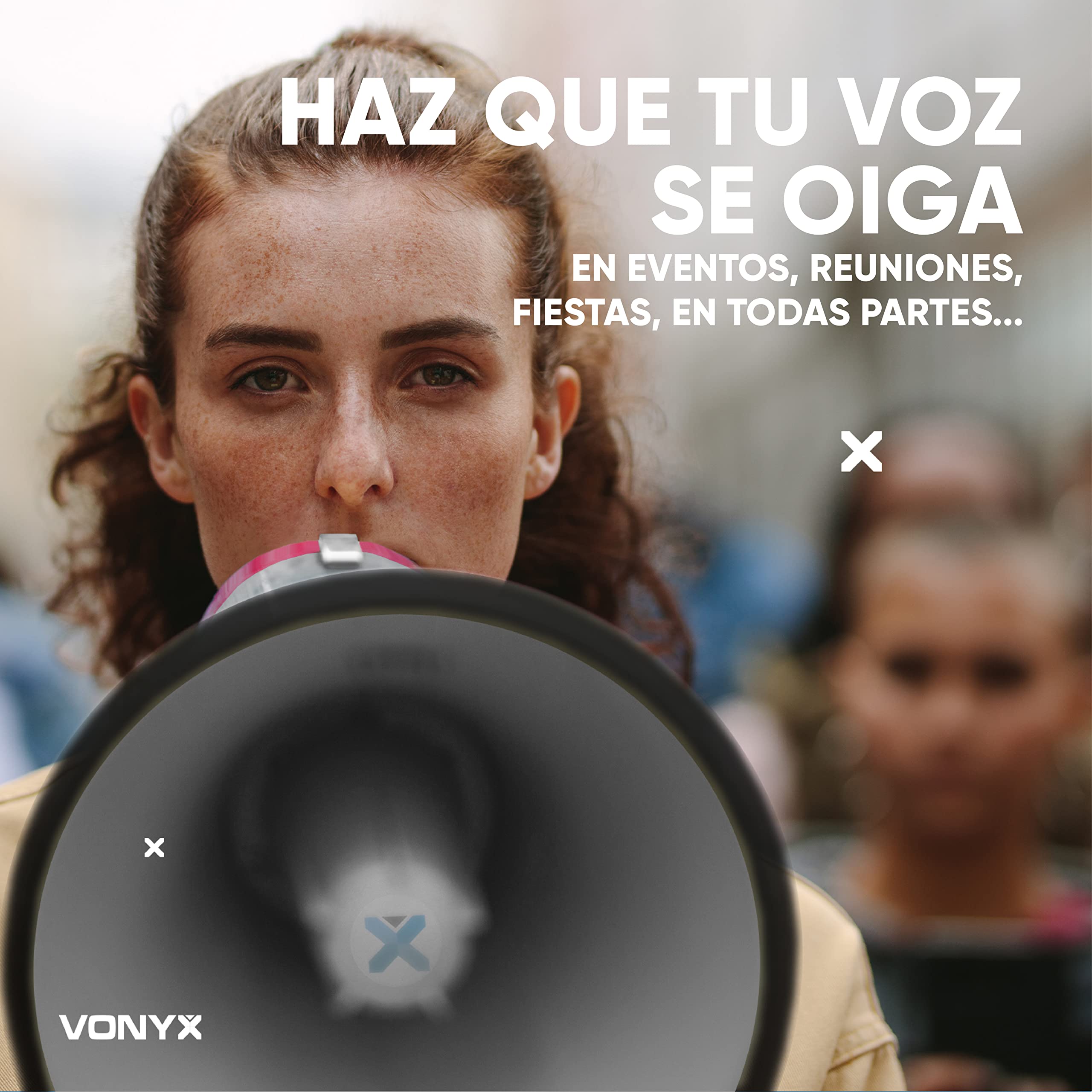 Vonyx Megáfono Portátil 55W 60W 65W Grabación 1,2 km Micrófono Extraíble Reproductor MP3 USB Correa Hombro