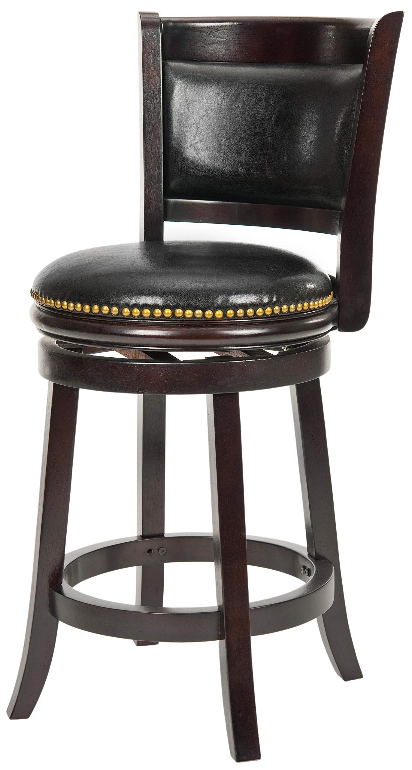 Safavieh Home Collection Marissa Cappiccino and Black Leather Nail Head Trim Counter Stool