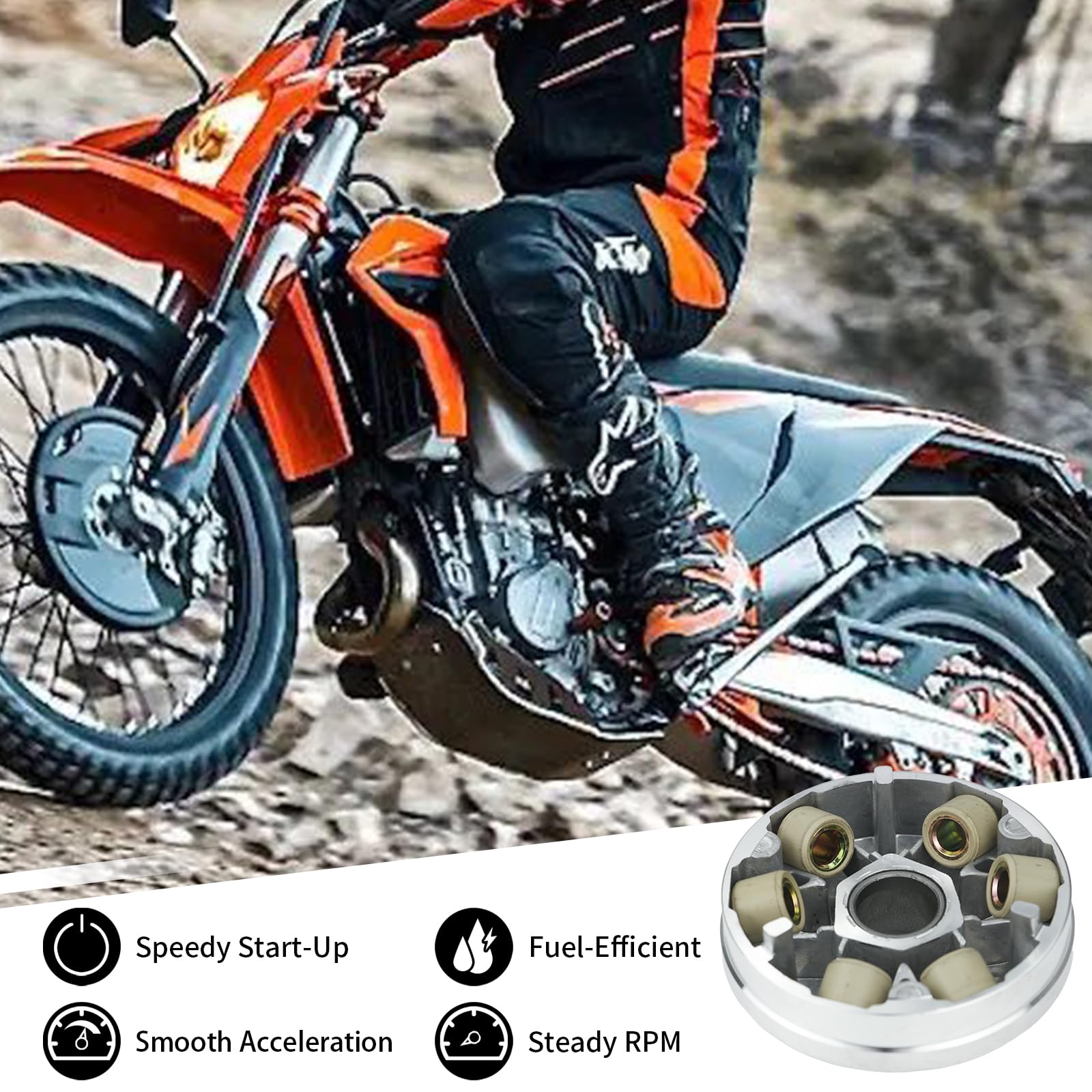 Kit de embrague variador delantero, compatible con motor GY6 de 49 cc, 50 cc, 139QMB y 139QMA, con pesos de rodillo de 6,5 g