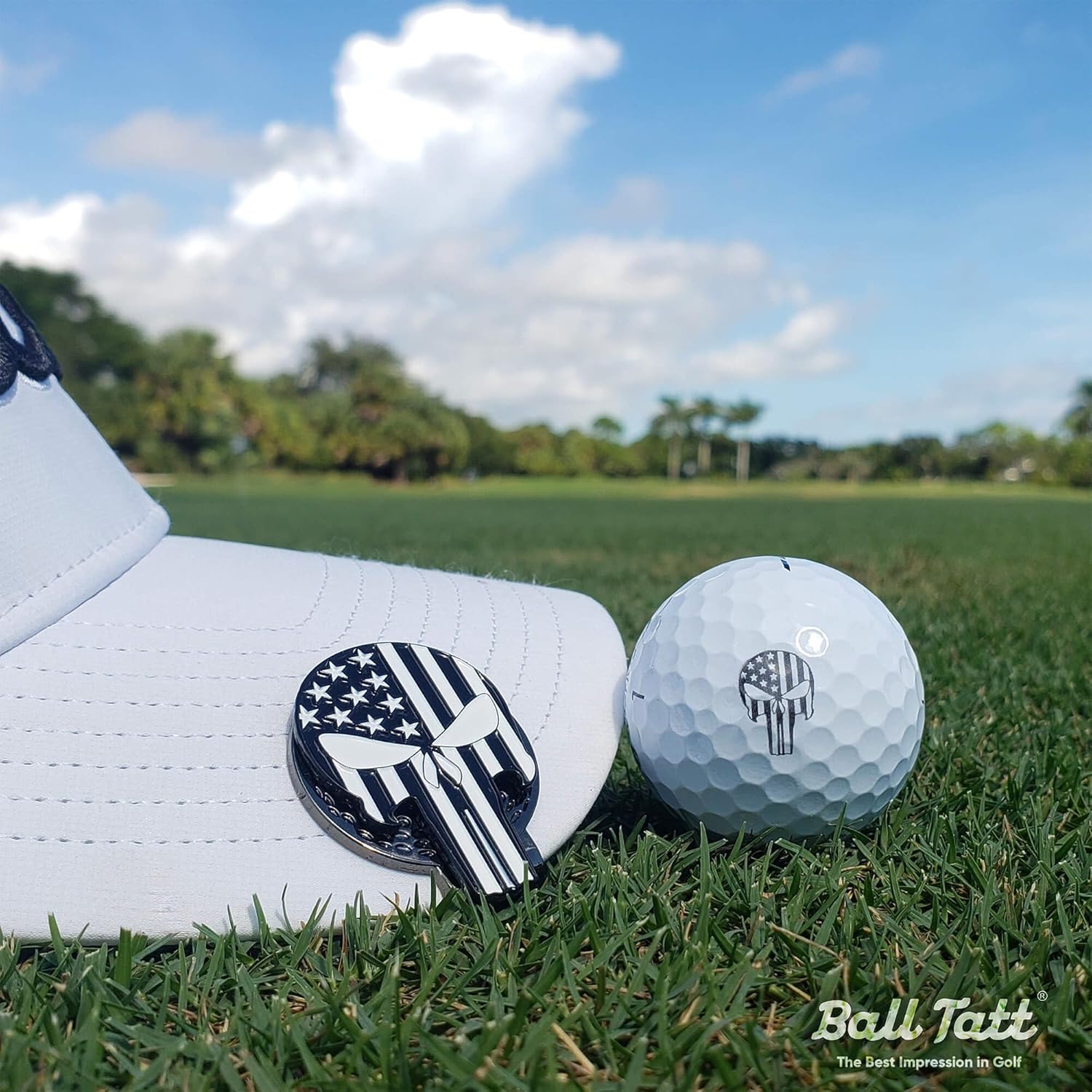 Golf Ball Stamp - Self-Inking Marker - Quick-Dry Permanent Marking Tool, No Leaks or Refills, Reusable & Waterproof Golfing Stamper - Ideal Gift for Golfers, Dads, Retirement (USA Patriot)
