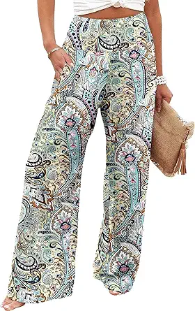 JZC Women's Palazzo Lounge Pants Casual Wide Leg Pants High Waist Flowy Toursers with Pockets