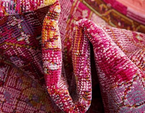 Miniatura 7 de Unique Loom Baracoa Collection - Alfombra rectangular de 5 pies 5 pulgadas x 8 pies, color rosa y marfil