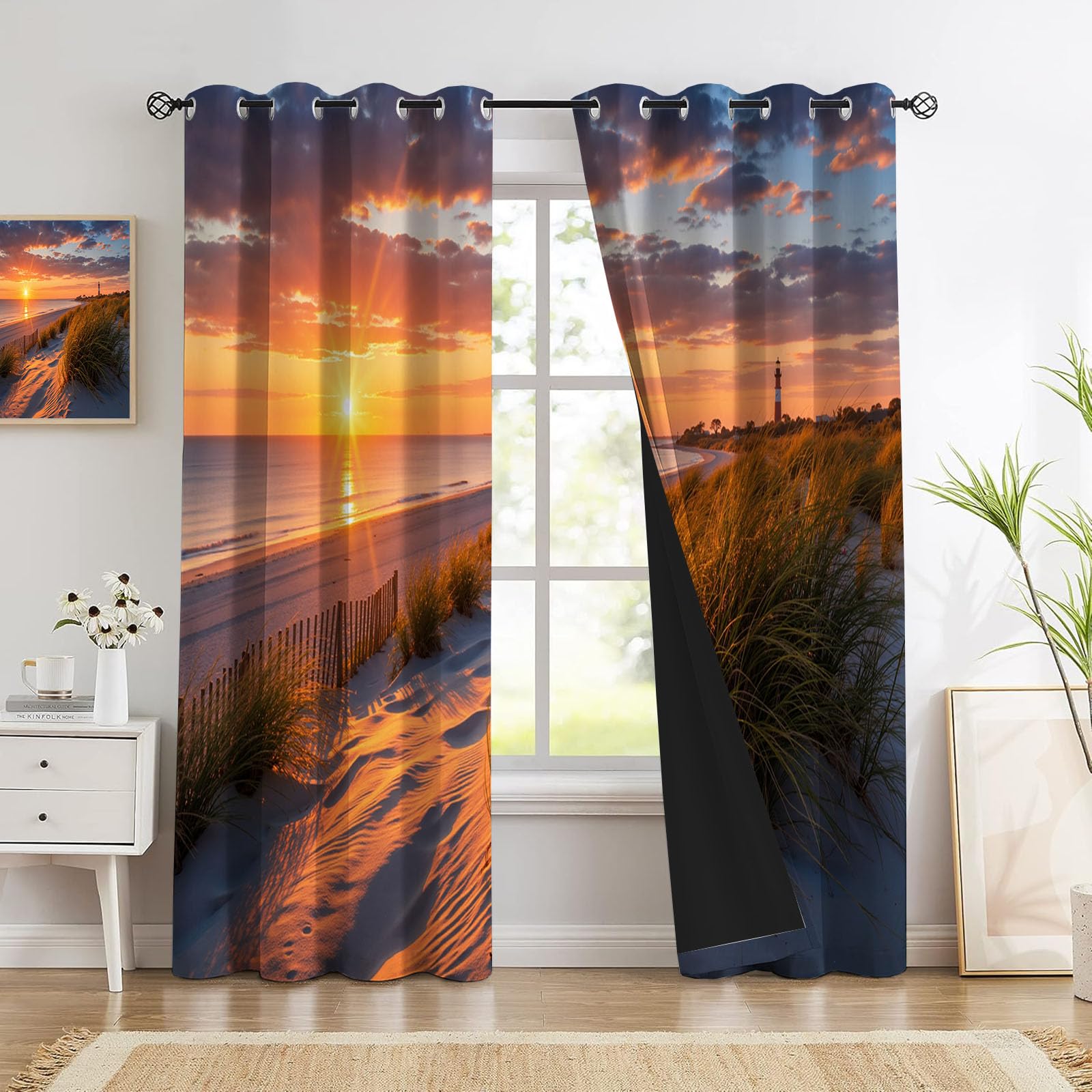 Rideaux thermiques à oeillets isolants contre le froid pour salon