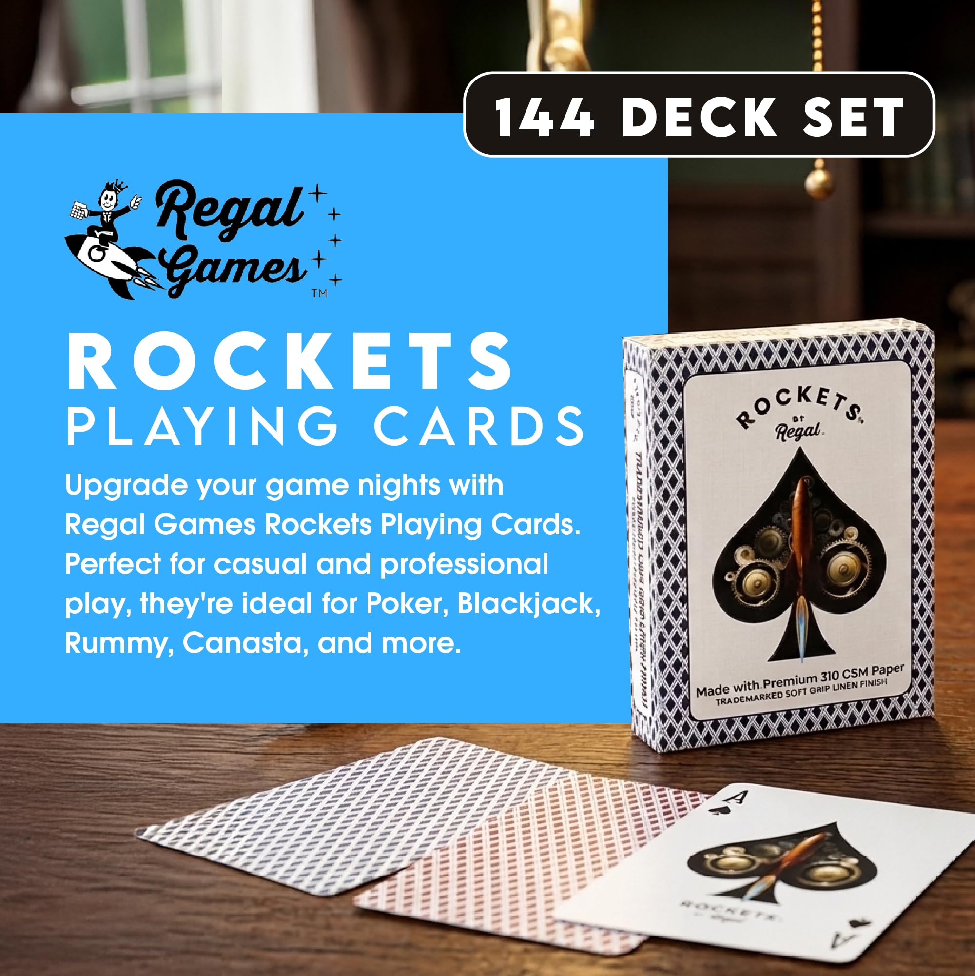 Regal Games 1876-x-12 (1876-x-12 - Cartas de juego, tamaño de póquer, índice estándar, 144 barajas de cartas