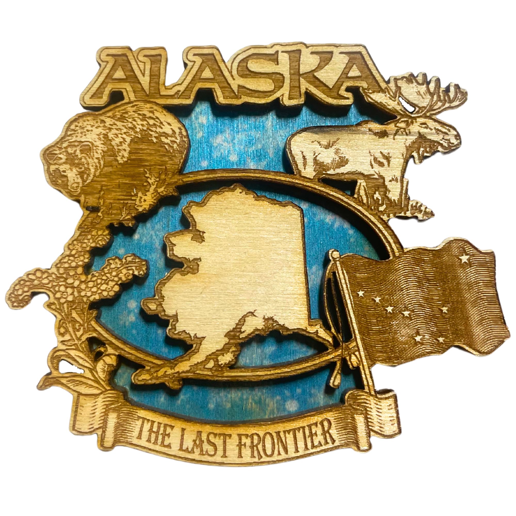 Amazon.com: Alaska Wooden Magnet, The Last Frontier Magnetic
