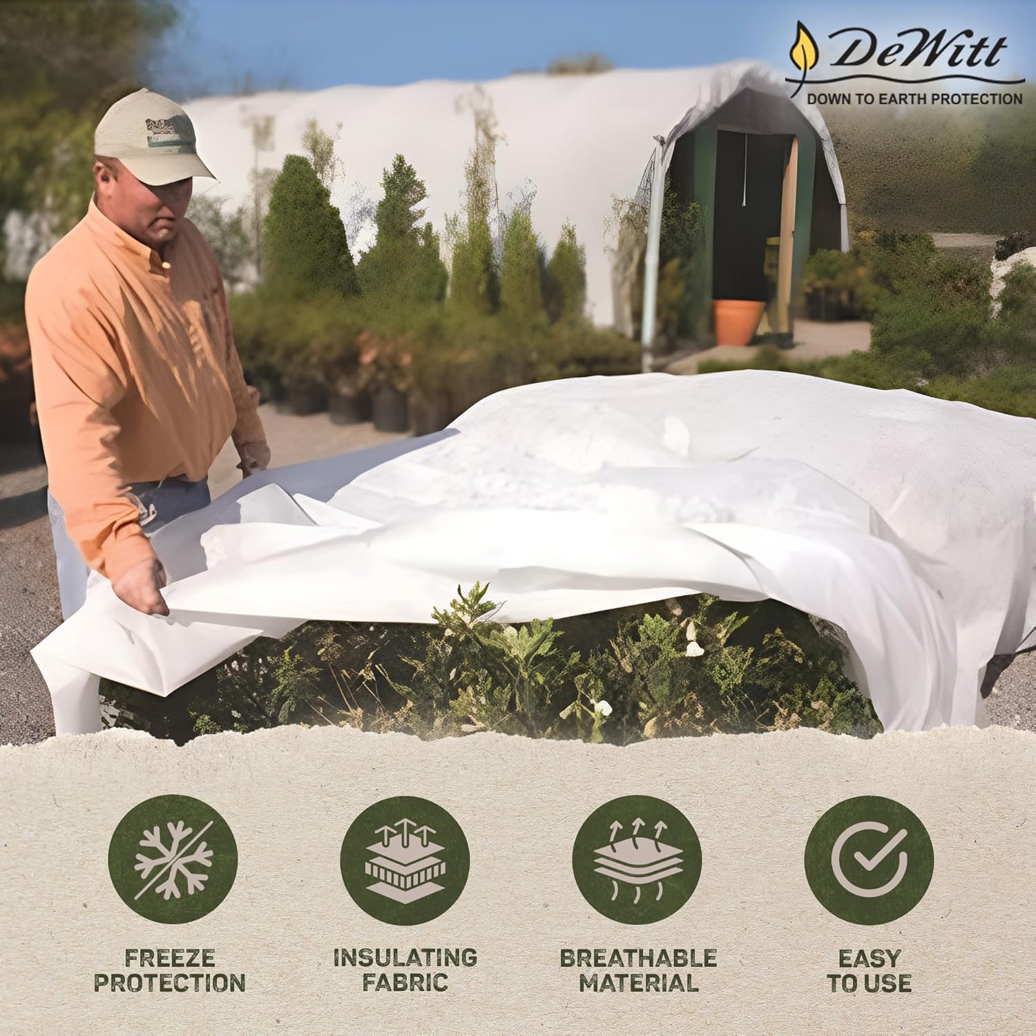 DeWitt Supreme Crop Protection Fabric, 1.5 oz, White, 6' x 50' - Frost & Freeze Blanket for Flowering Annuals, Vegetables & Bedding Plants, Extends Growing Season