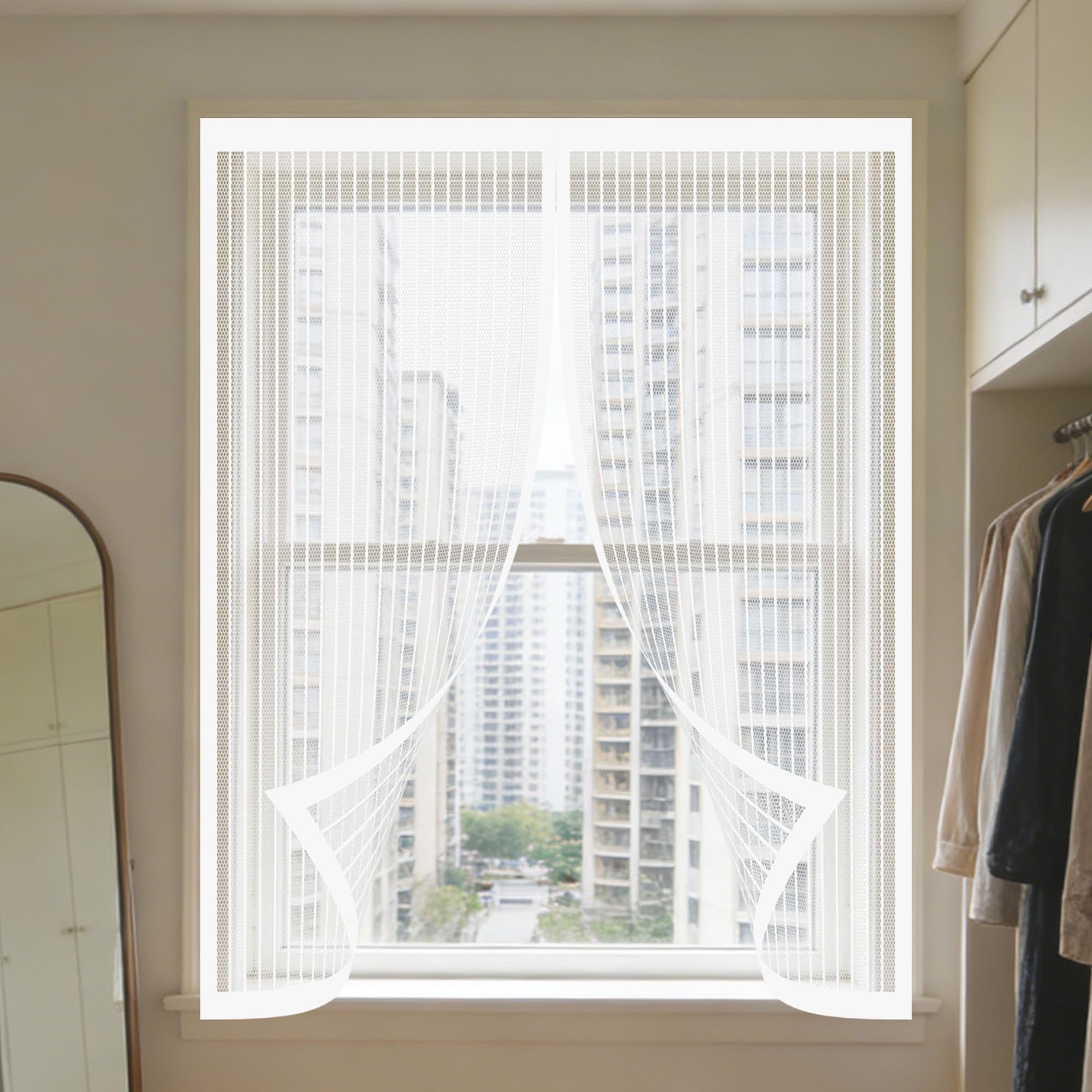 Moustiquaire fenêtre magnétique 125x125 pour balcon et chambre pour ventiler sans insectes