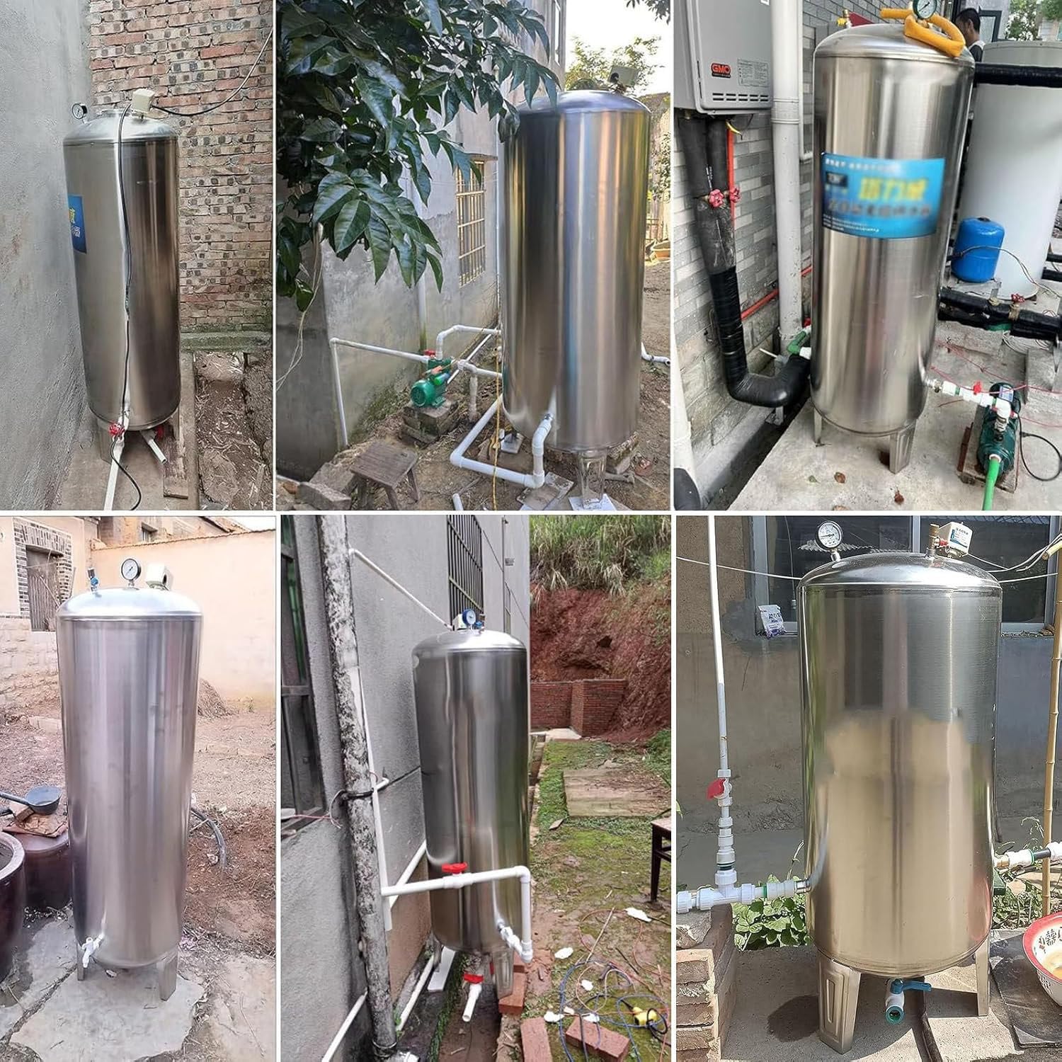 Druckbehälter Druckkessel 60 100 160 200 250 300 L Wasserspeicher Drucktank 220v, Edelstahl Hohe Vordruckbehälter Tragbar, Druckspeicher,250L/66Gal-50x135cm