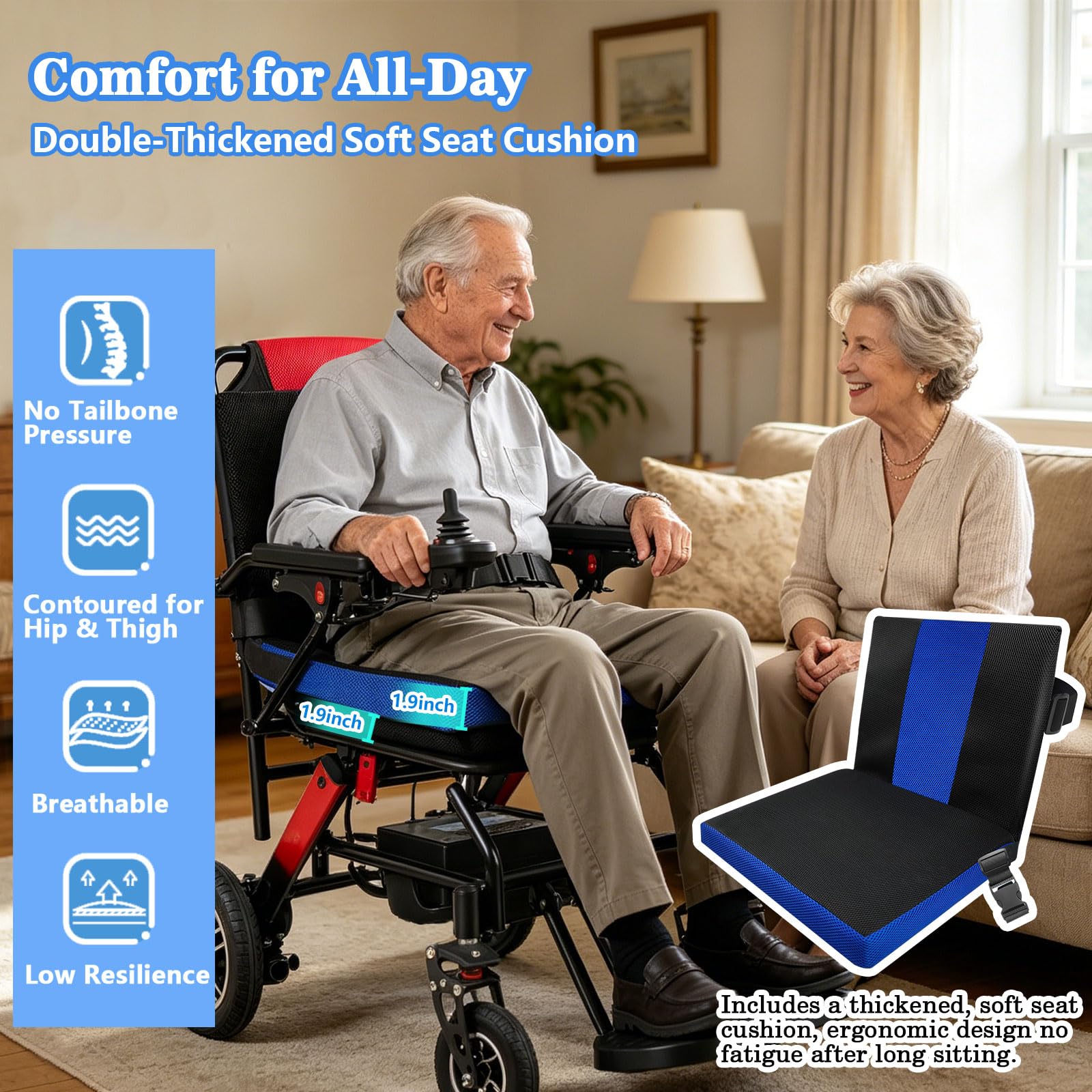 Silla De Ruedas Eléctrica Plegable para Adultos, Autonomía De 21 Km, Silla De Ruedas Eléctrica Ligera Ayuda para La Movilidad Todoterreno para Personas Mayores Y con Discapacidad
