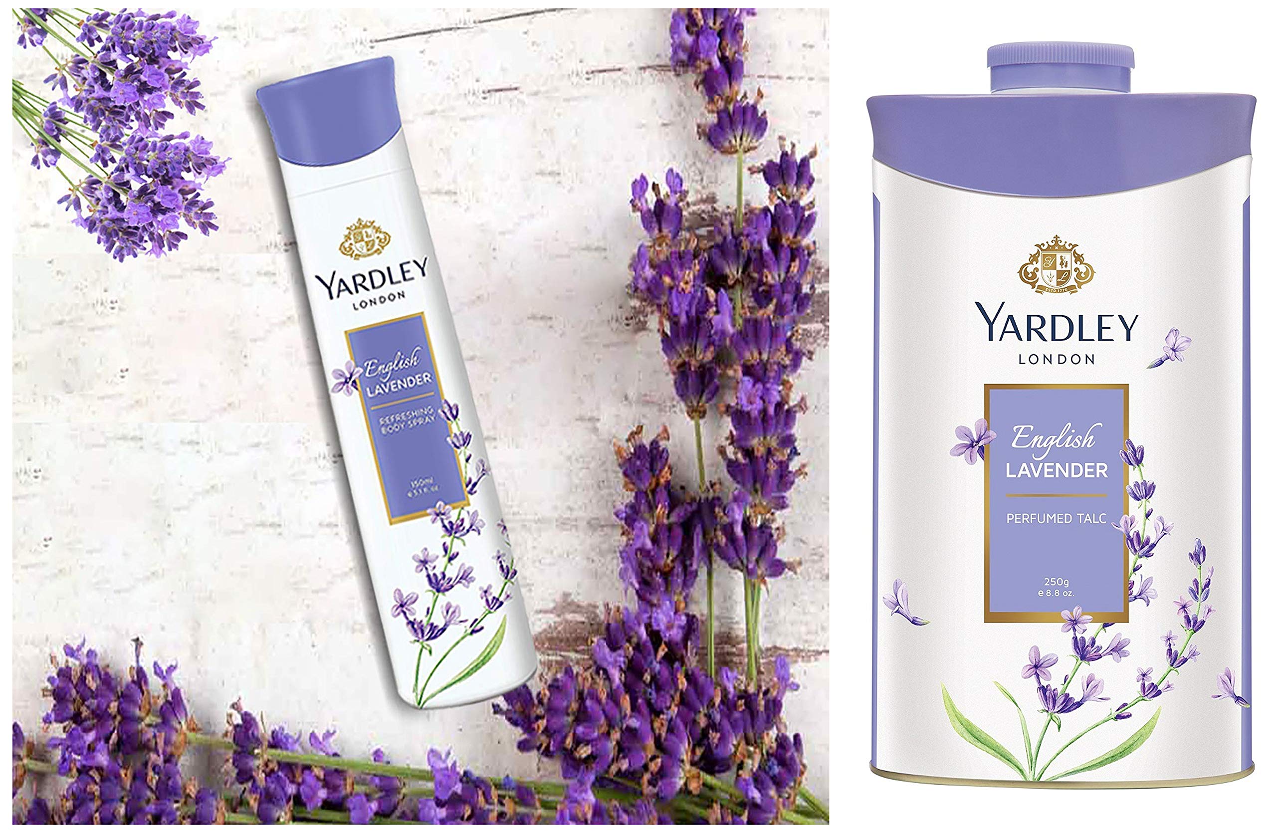 Yardley English Lavender Body Spray, 150ml & English Lavender Perfumed Talc for Women, 250g